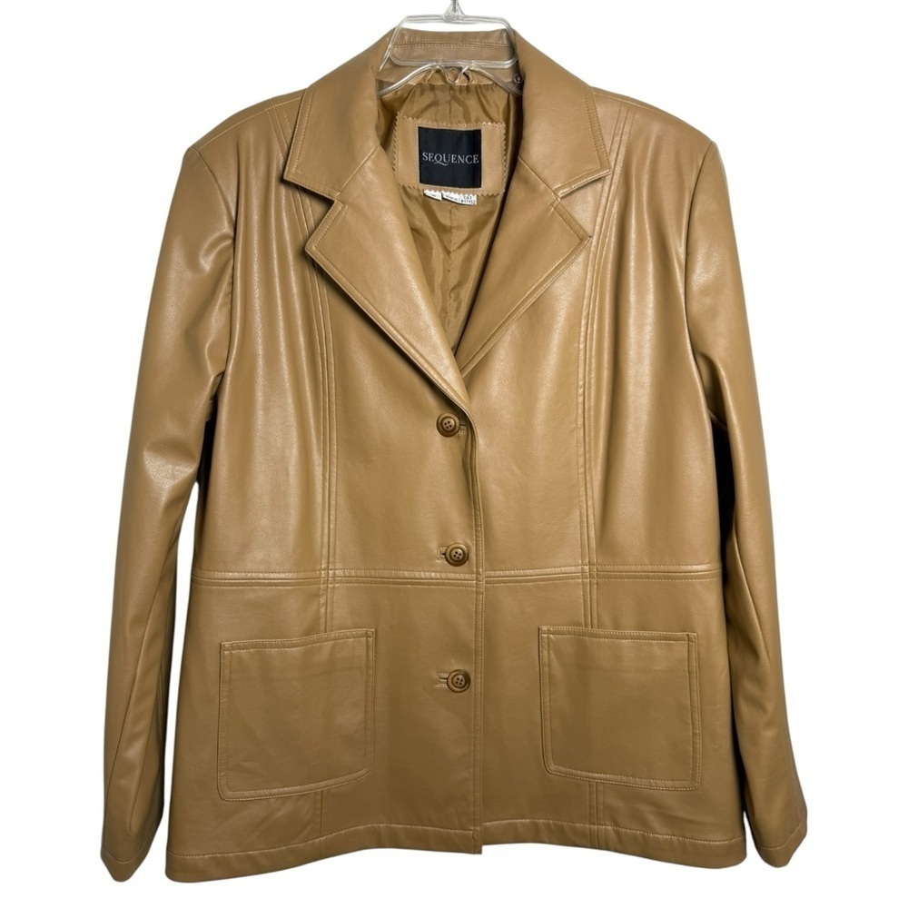 NOT AVAILABLE Vintage 90s Faux Leather Jacket Size 18 XL XXL Tan Brown Vegan